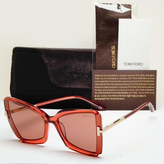 Tom Ford Sunglasses Gia Burgundy Transparent Brown Pink Square FT0766 TF 766 72Y