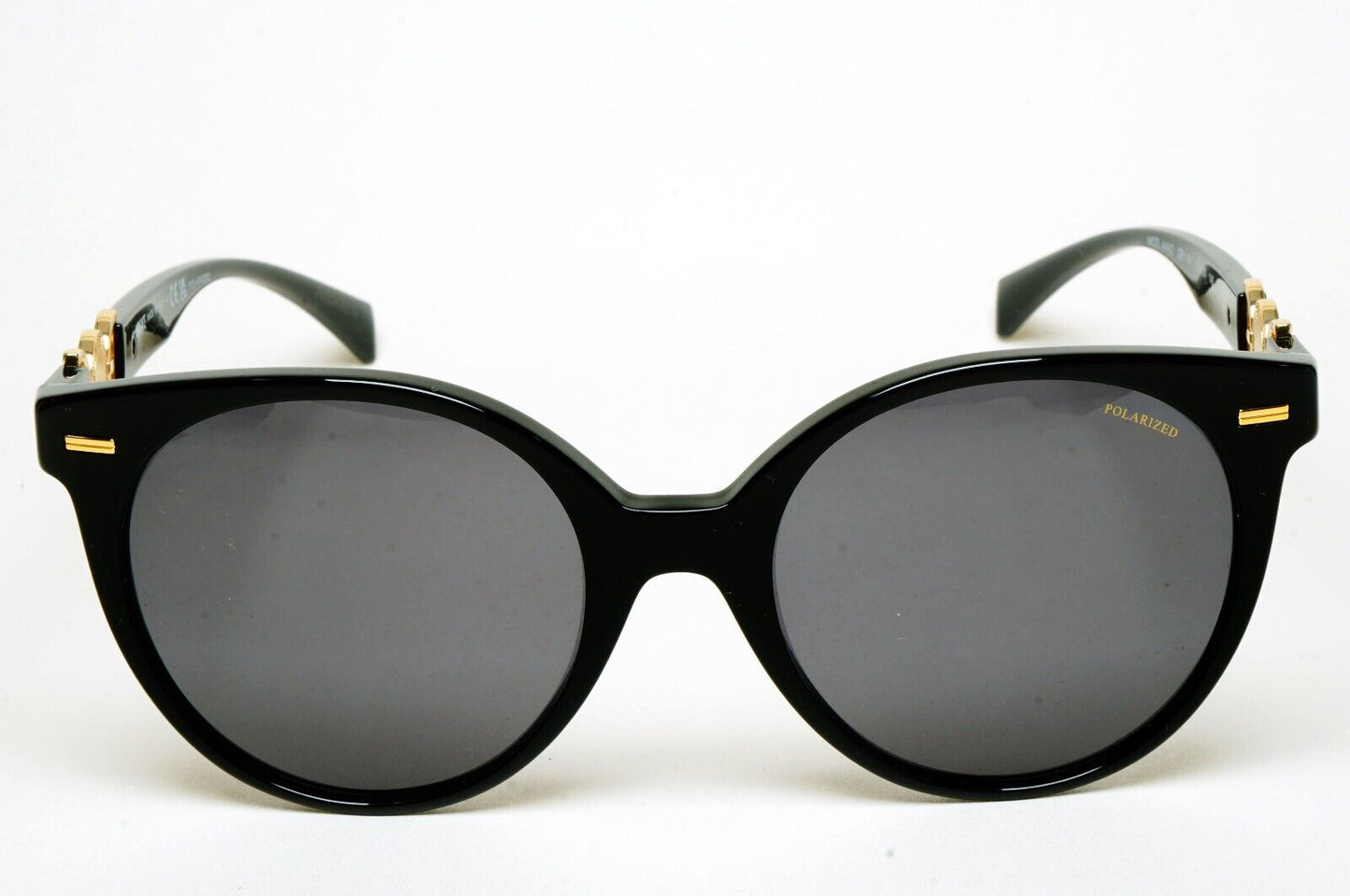 Versace Sunglasses Polarized Black Gold Medusa Grey Round MOD VE 4442 GB1/81