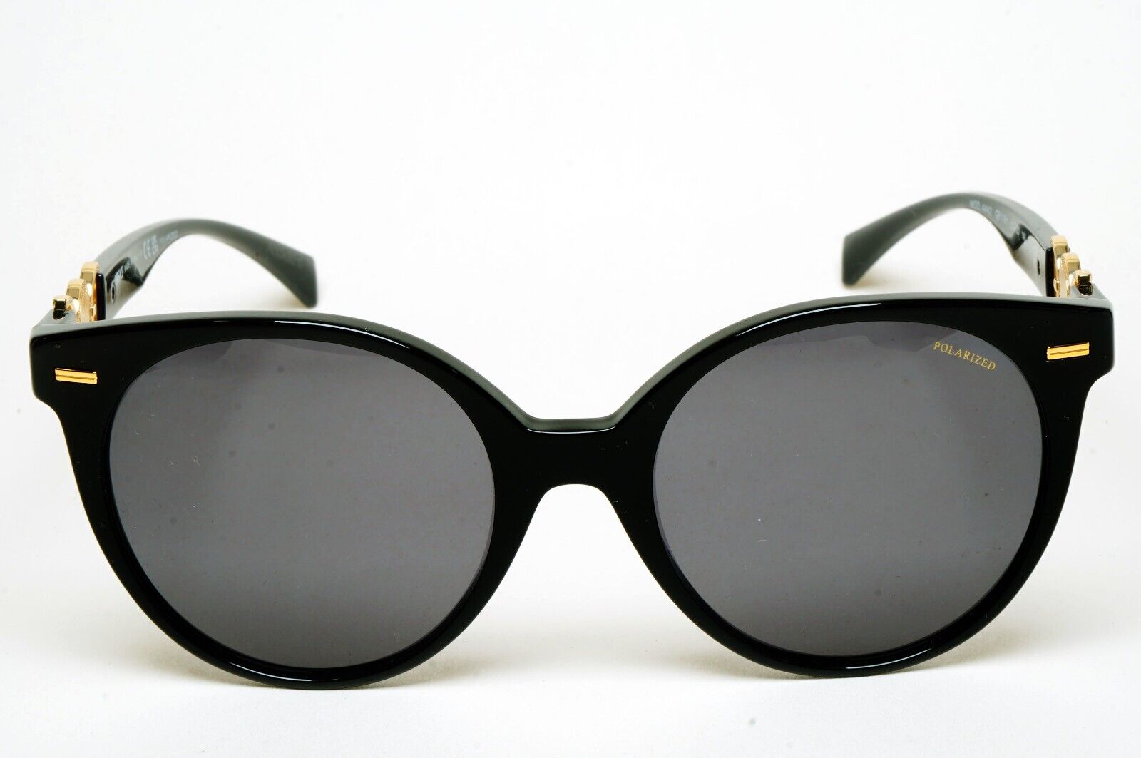 Versace Sunglasses Polarized Black Gold Medusa Grey Round MOD VE 4442 GB1/81