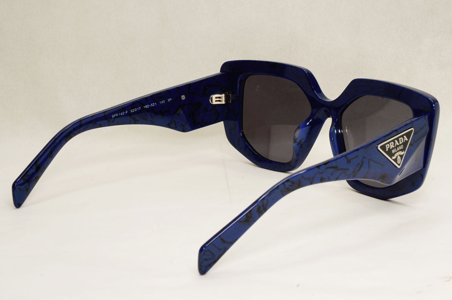 Prada Sunglasses Polarised Blue Marble Triangle Square PR14ZSF SPR 14Z-F 18D-5Z1