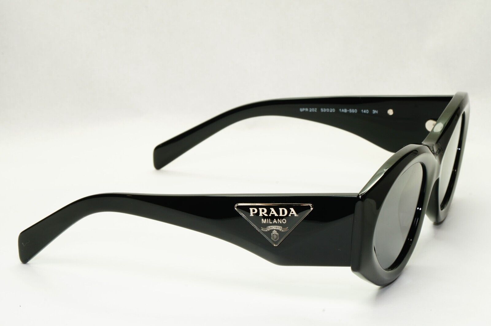 Prada Triangle Sunglasses Black Symbole Square PR20ZS SPR 20Z 1AB-5S0