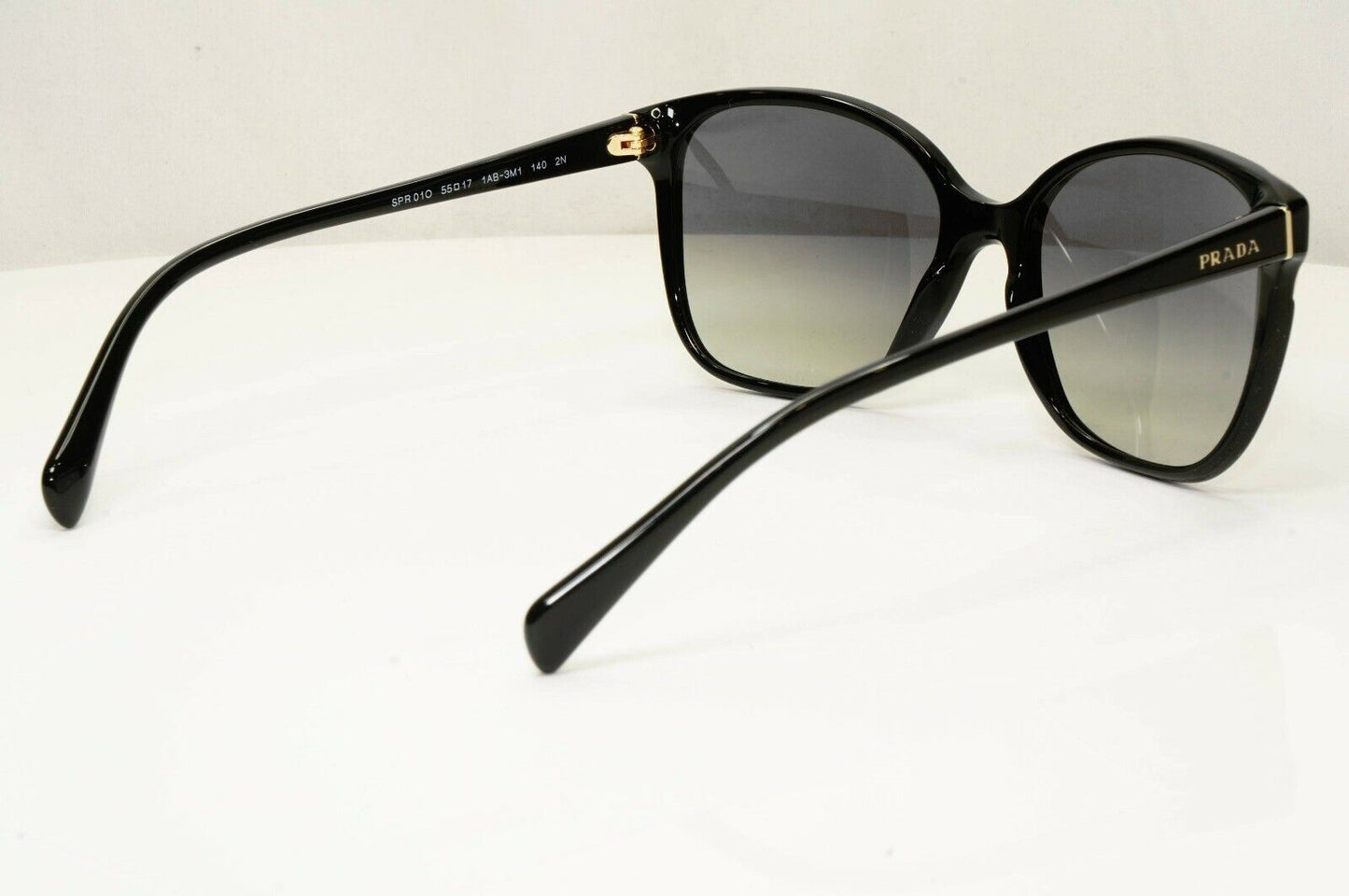 Prada Sunglasses Black Gold Grey Gradient Fade Square Fashion SPR 01O 1AB-3M1