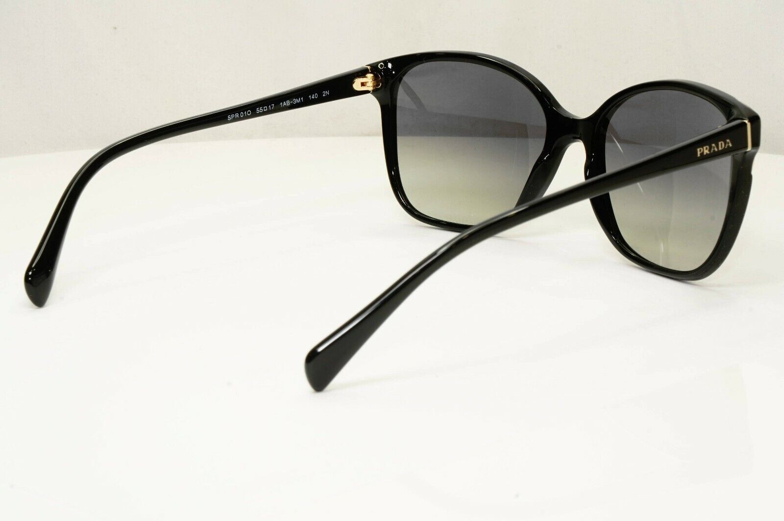 Prada Sunglasses Black Gold Grey Gradient Fade Square Fashion SPR 01O 1AB-3M1