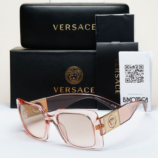 Versace Sunglasses Gold Transparent Pink Medusa Square MOD VE 4405 5339/4E 54mm