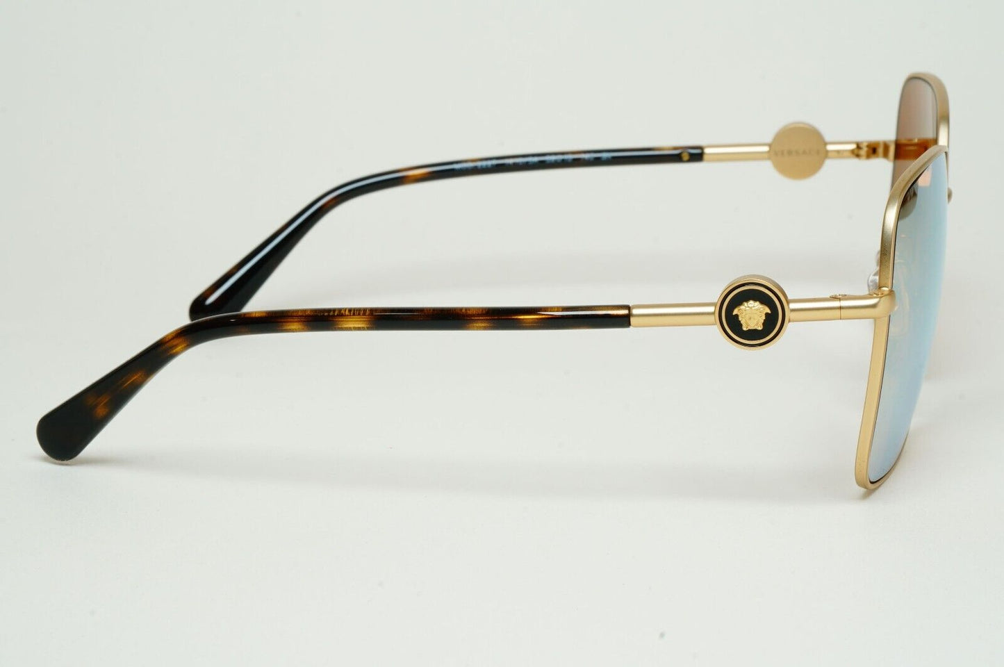 Versace Sunglasses Gold Mirror Brown Square Medusa MOD VE 2227 1410/5A 59mm