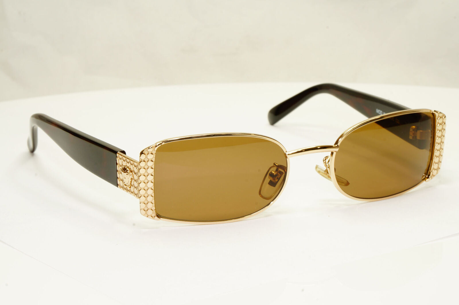 Gianni Versace 1996 Vintage Gold Medusa Brown Metal Sunglasses MOD X40 COL 030