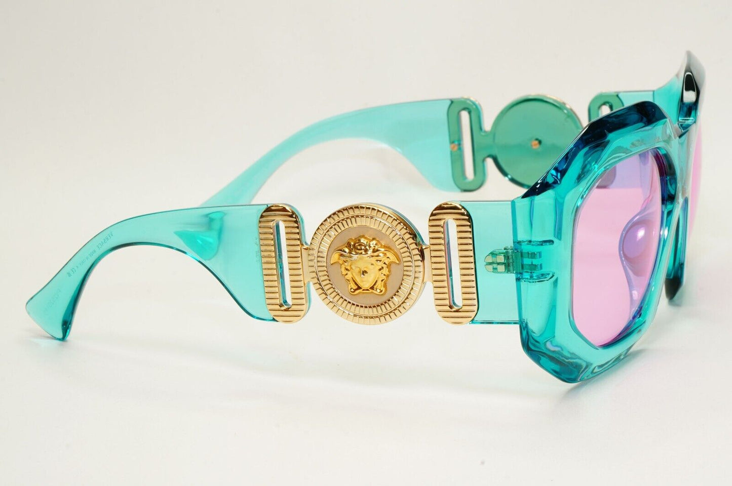 Versace Sunglasses Turquoise Transparent Gold Medusa Fuchsia MOD VE 4424U 5361/5