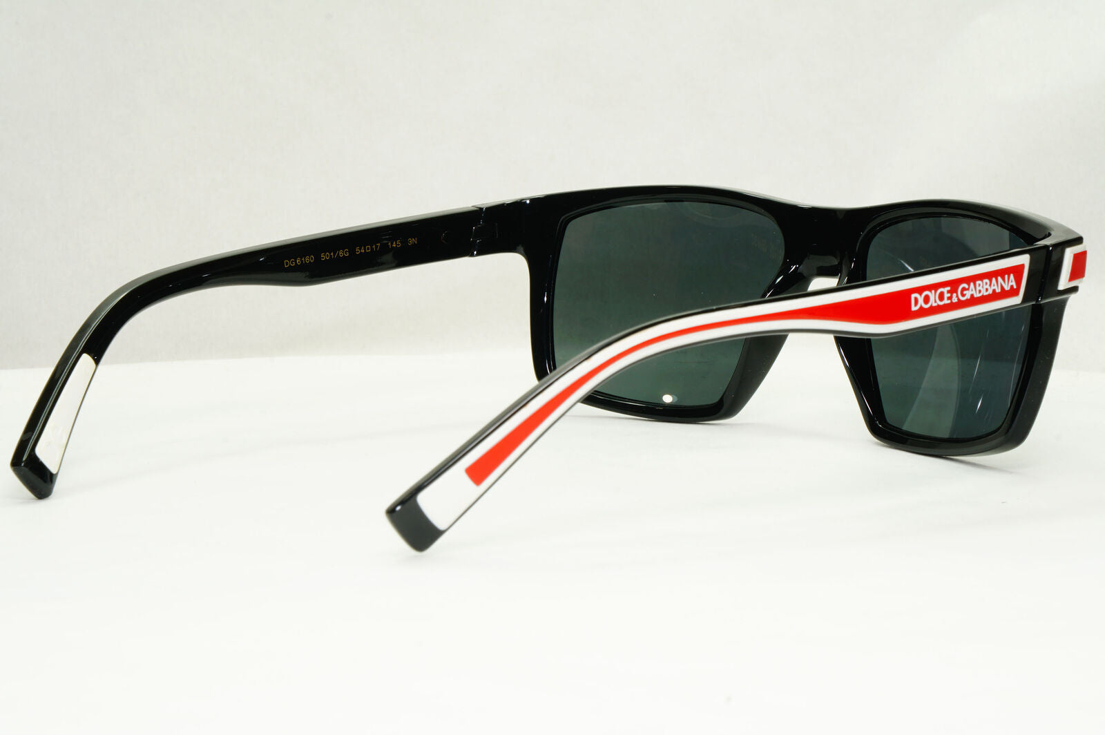 Dolce & Gabbana Sunglasses Black Grey Mirror Red White Square D&G DG 6160 501/6G