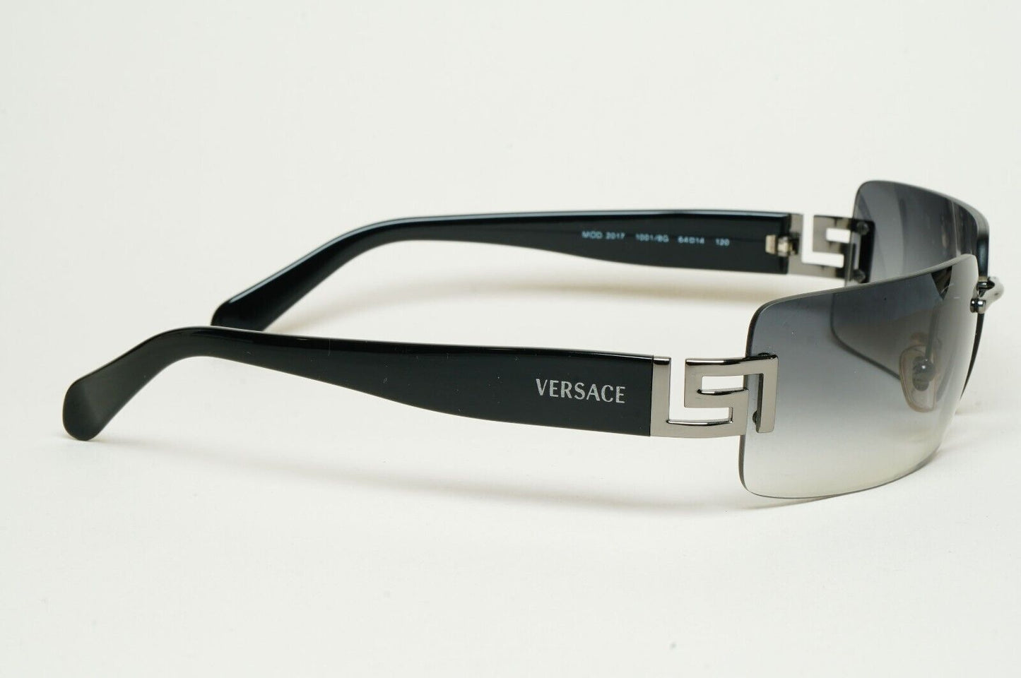 Versace Sunglasses 2004 Vintage Rimless Black Grey MOD 2017 1001/8G 120125