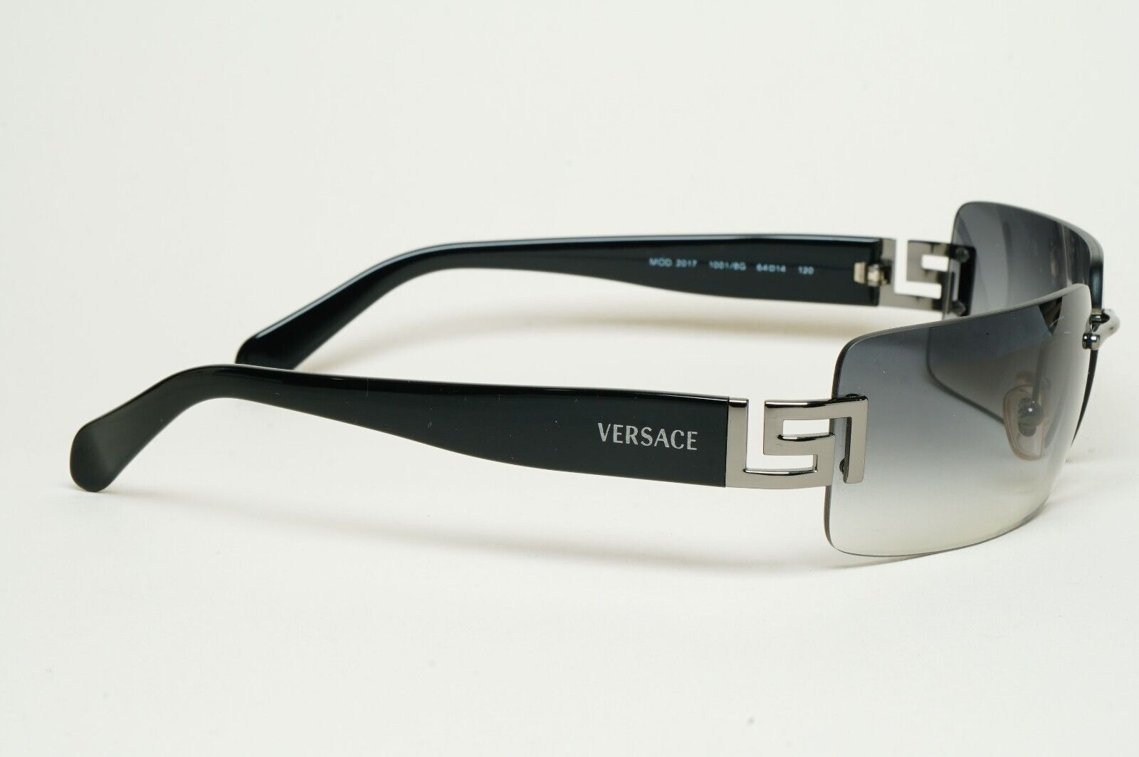 Versace Sunglasses 2004 Vintage Rimless Black Grey MOD 2017 1001/8G 120125