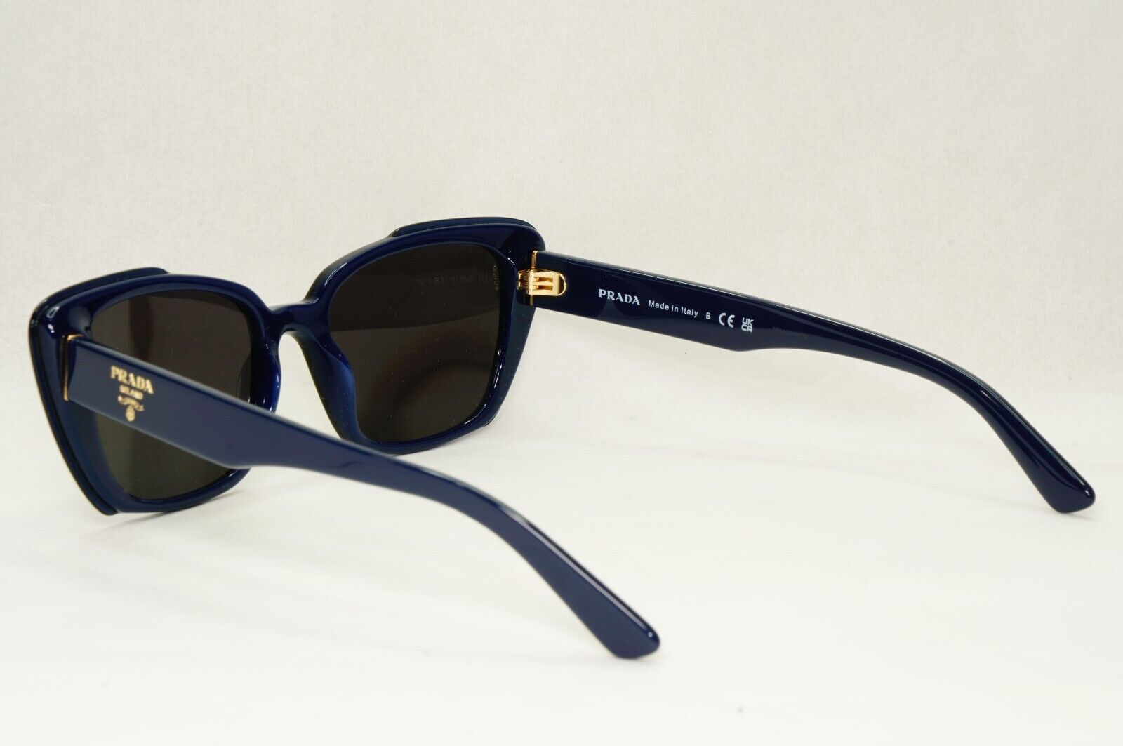 Prada Sunglasses Black Dark Blue Square Glossy PR01YV VPR 01Y 08V-1O1 51mm