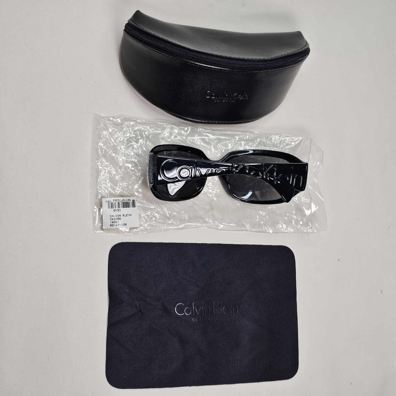 Calvin Klein Sunglasses 2005 Vintage Black Grey Wrap Retro 838S 090 121124