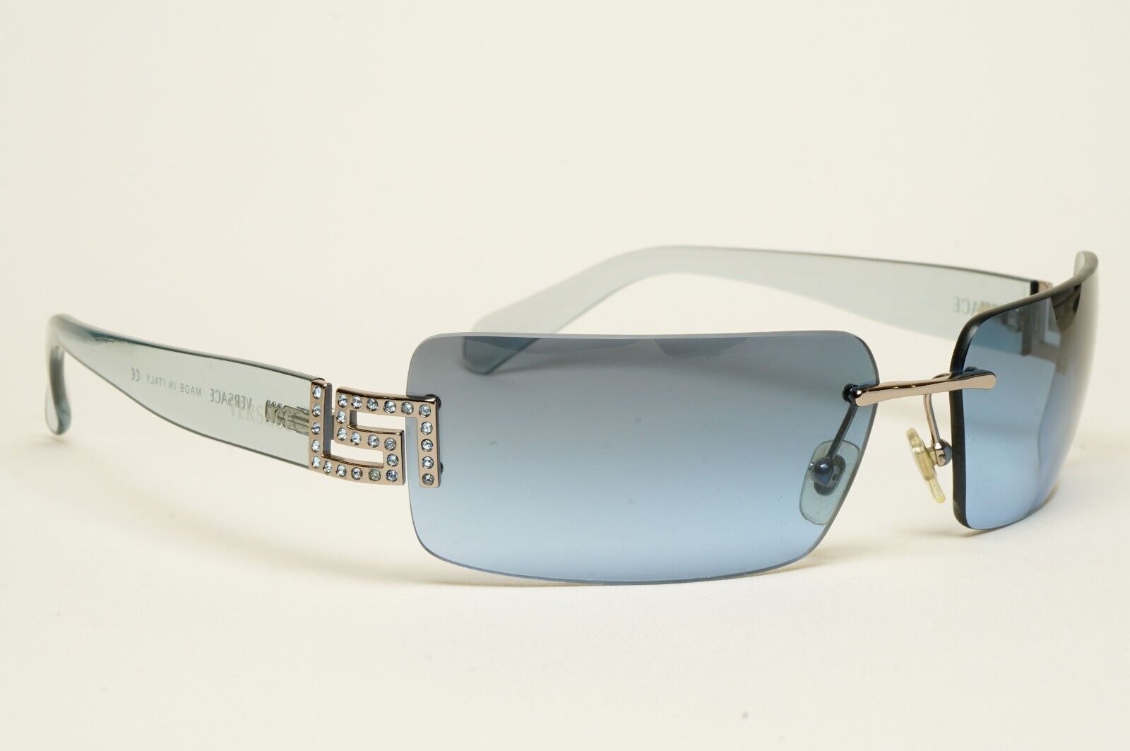 Versace Sunglasses 2004 Vintage Blue Rimless Diamante MOD 2017-B 1003/8F 170125