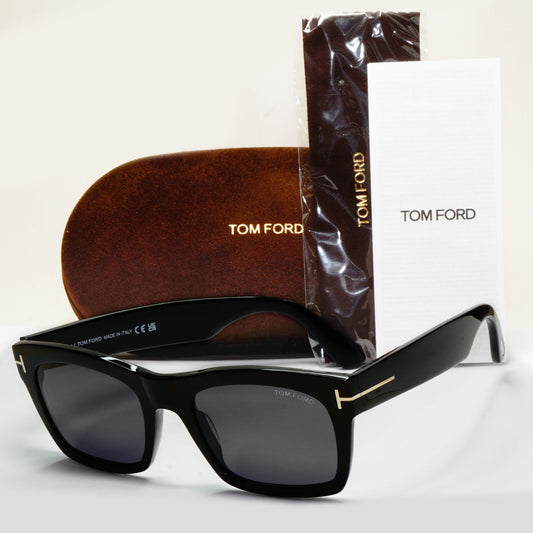 Tom Ford Sunglasses Black Glossy Square Gold Nico FT1062 TF 1062 01A 56mm [A]