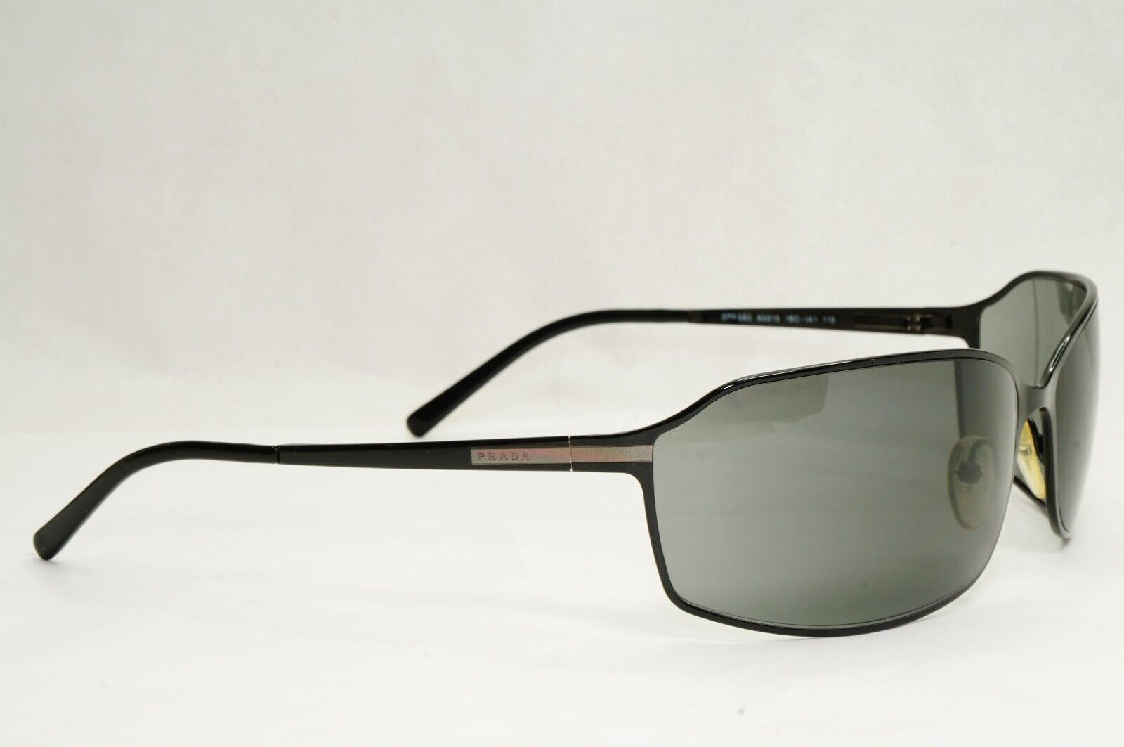 Prada Sunglasses 2006 Vintage Black Grey Wrap Metal PR58GS SPR 58G 1BO1A1 270324
