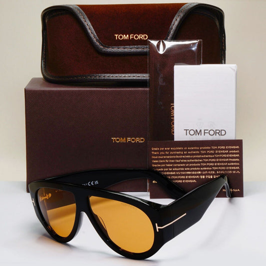 Tom Ford Sunglasses Bronson Black Brown Yellow Heavy Large TF 1044 FT1044 01E A