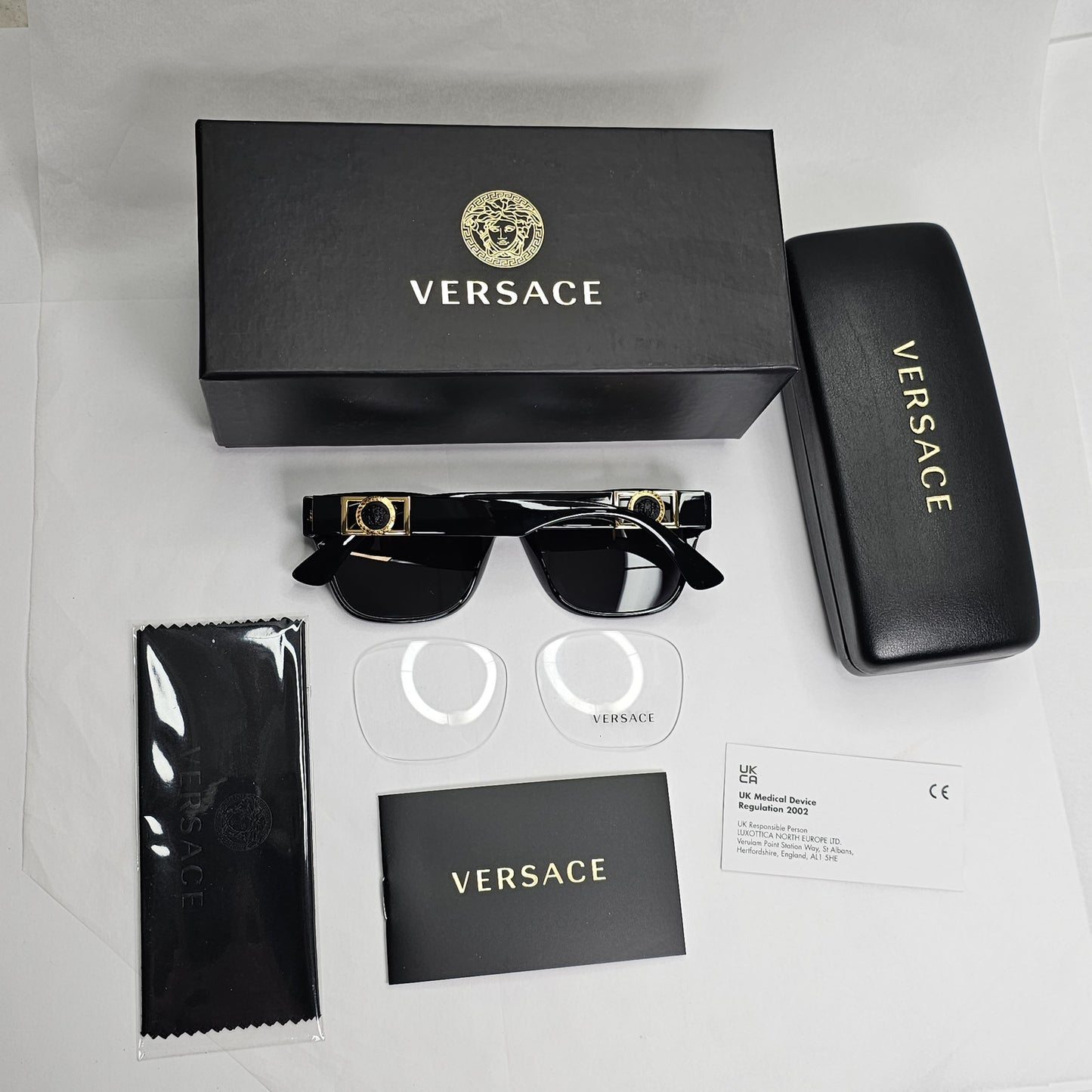 Versace Sunglasses Black Gold Medusa Square Unisex MOD 3314 GB1 52mm