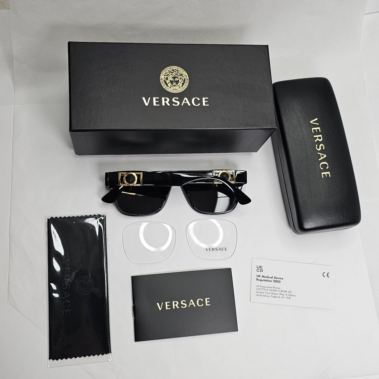 Versace Sunglasses Black Gold Medusa Square Unisex MOD 3314 GB1 52mm