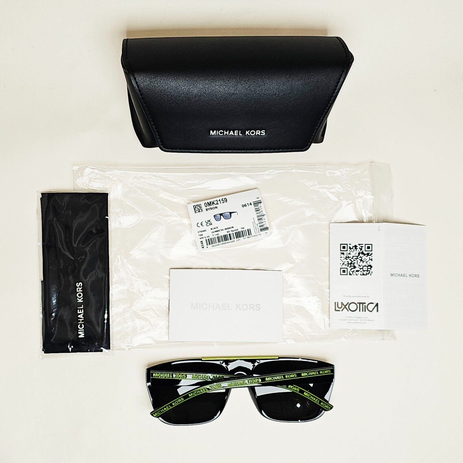 Michael Kors Sunglasses Black Square Grey Gunmetal Mirror MK 2159 Byron 3705/6G