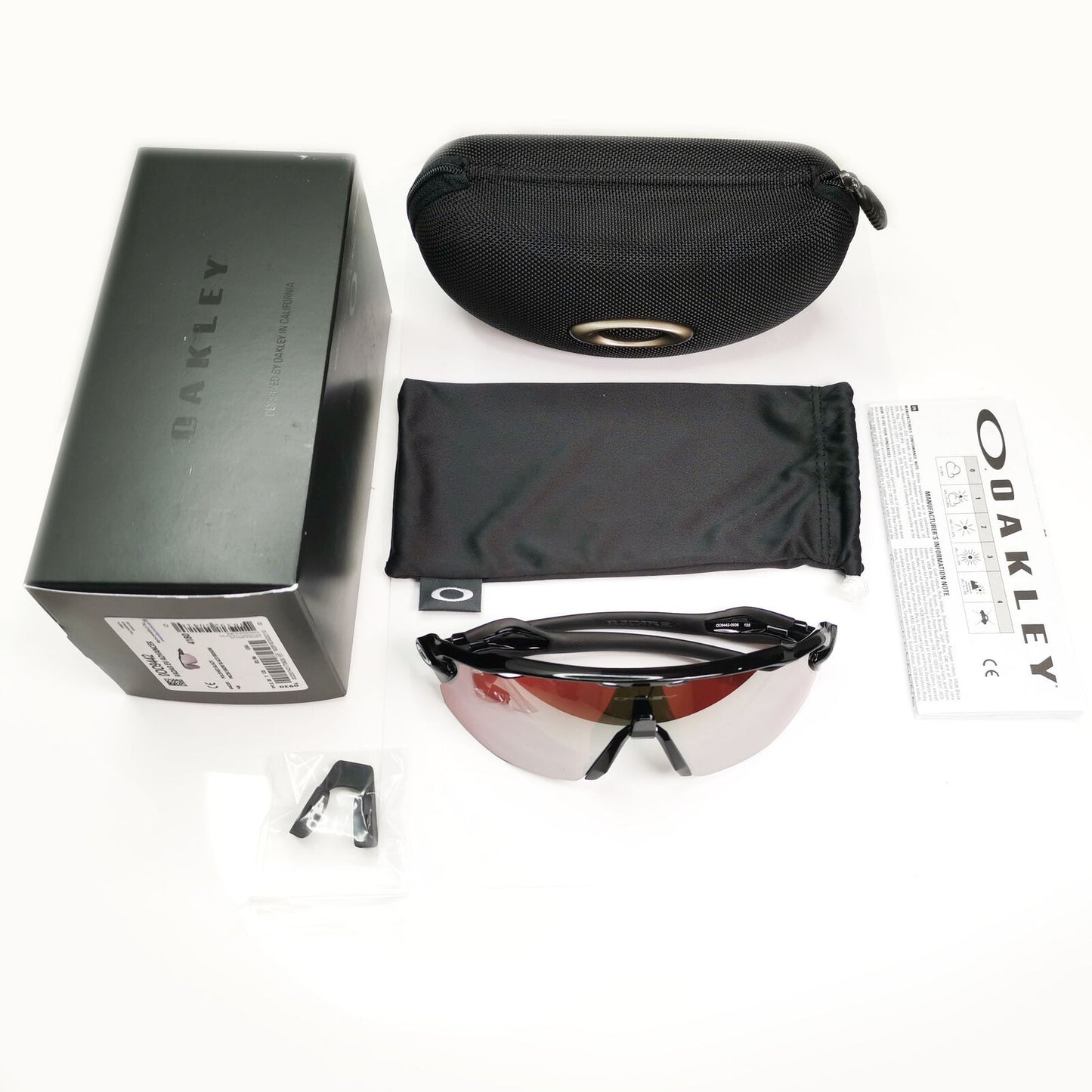 Oakley Radar EV Advacer Sunglasses Black Pale Red Mirror Prizm Snow OO 9442 0938