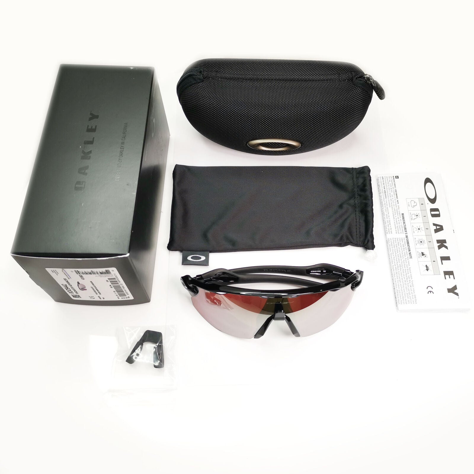 Oakley Radar EV Advacer Sunglasses Black Pale Red Mirror Prizm Snow OO 9442 0938