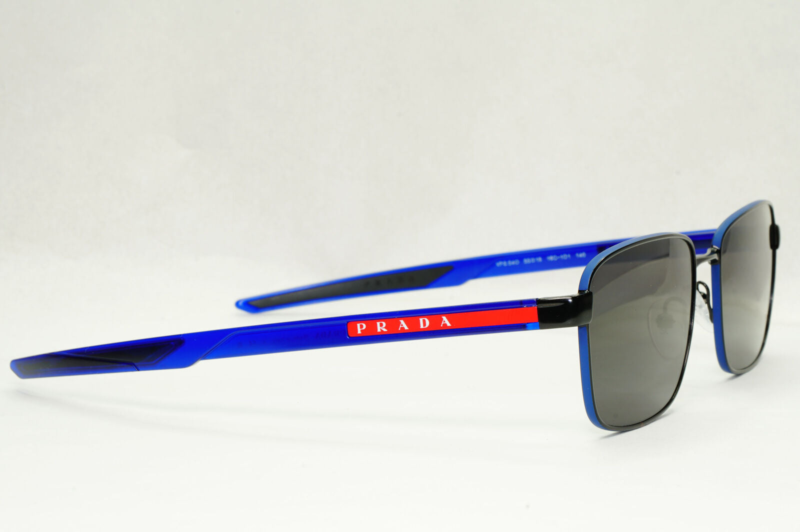 Prada Sunglasses Black Blue Square Red Stripe PS54OV VPS 54O 16C-1O1 55mm