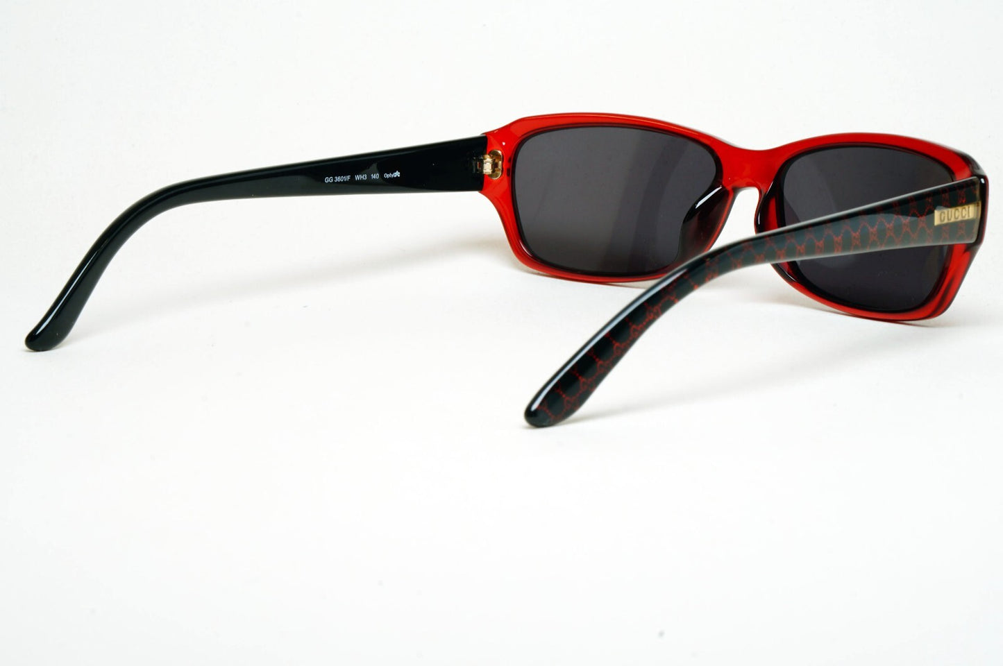 Gucci Sunglasses 2007 Vintage Black Red Monogram Rectangle GG 3601/F WH3