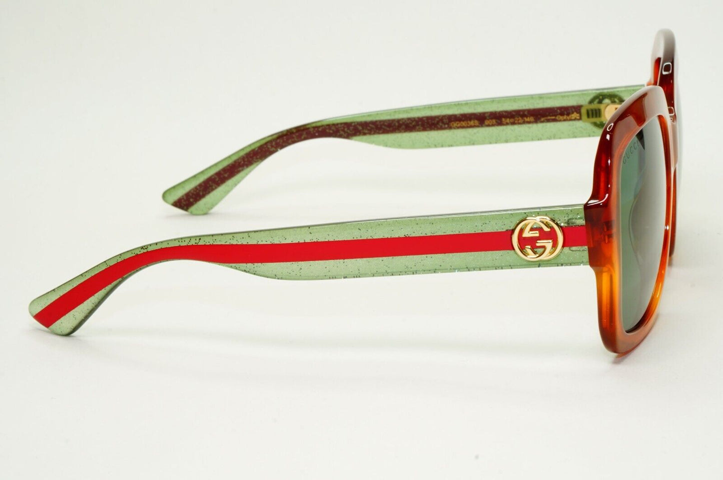 Gucci Sunglasses 2017 Brown Transparent Green Square GG0036S 003 54mm 050824