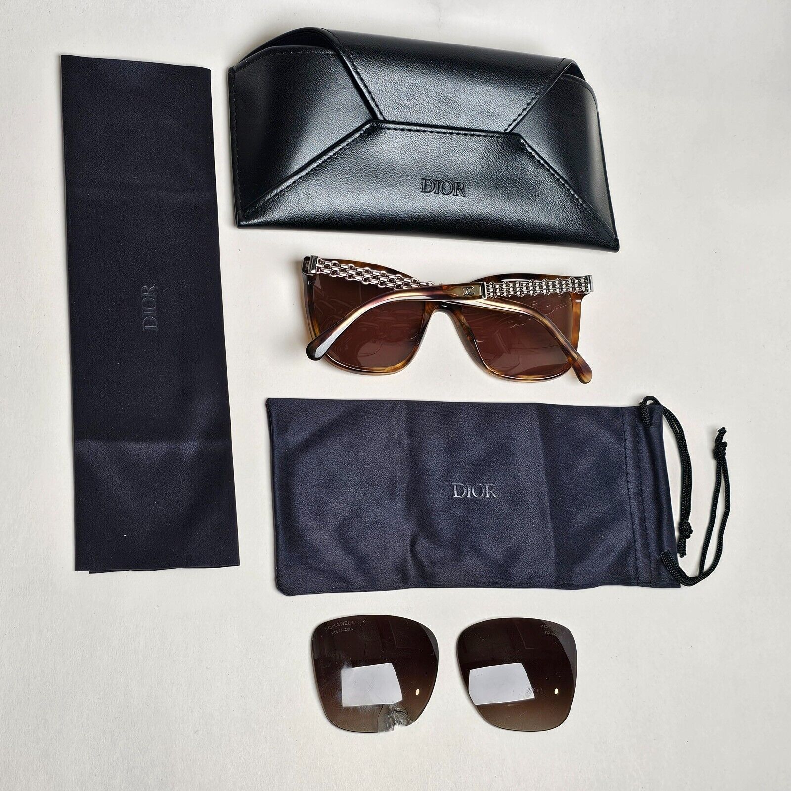 Chanel Sunglasses Chain Brown Tortoise Silver Square 5325 c.1525 54mm 261124