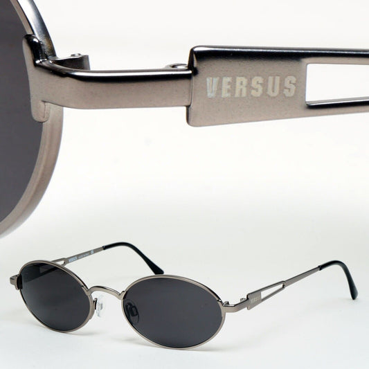Versus Sunglasses 1996 by Gianni Versace Vintage Gunmetal Oval MOD R11 COL 948
