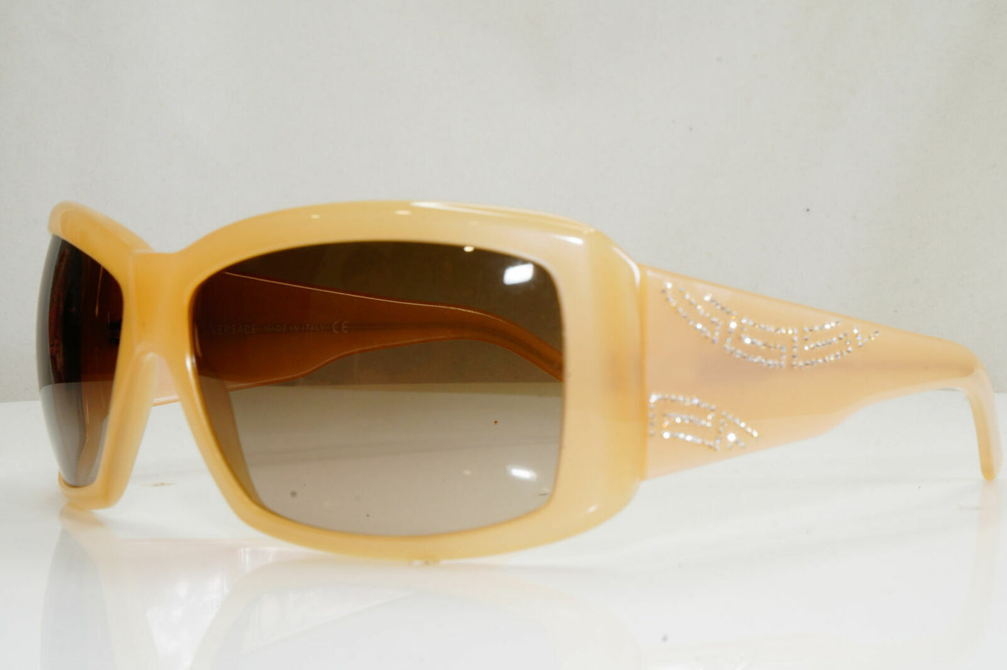 Versace Nude Beige Sunglasses Diamante Square Womens Brown 4130 329/13 28507