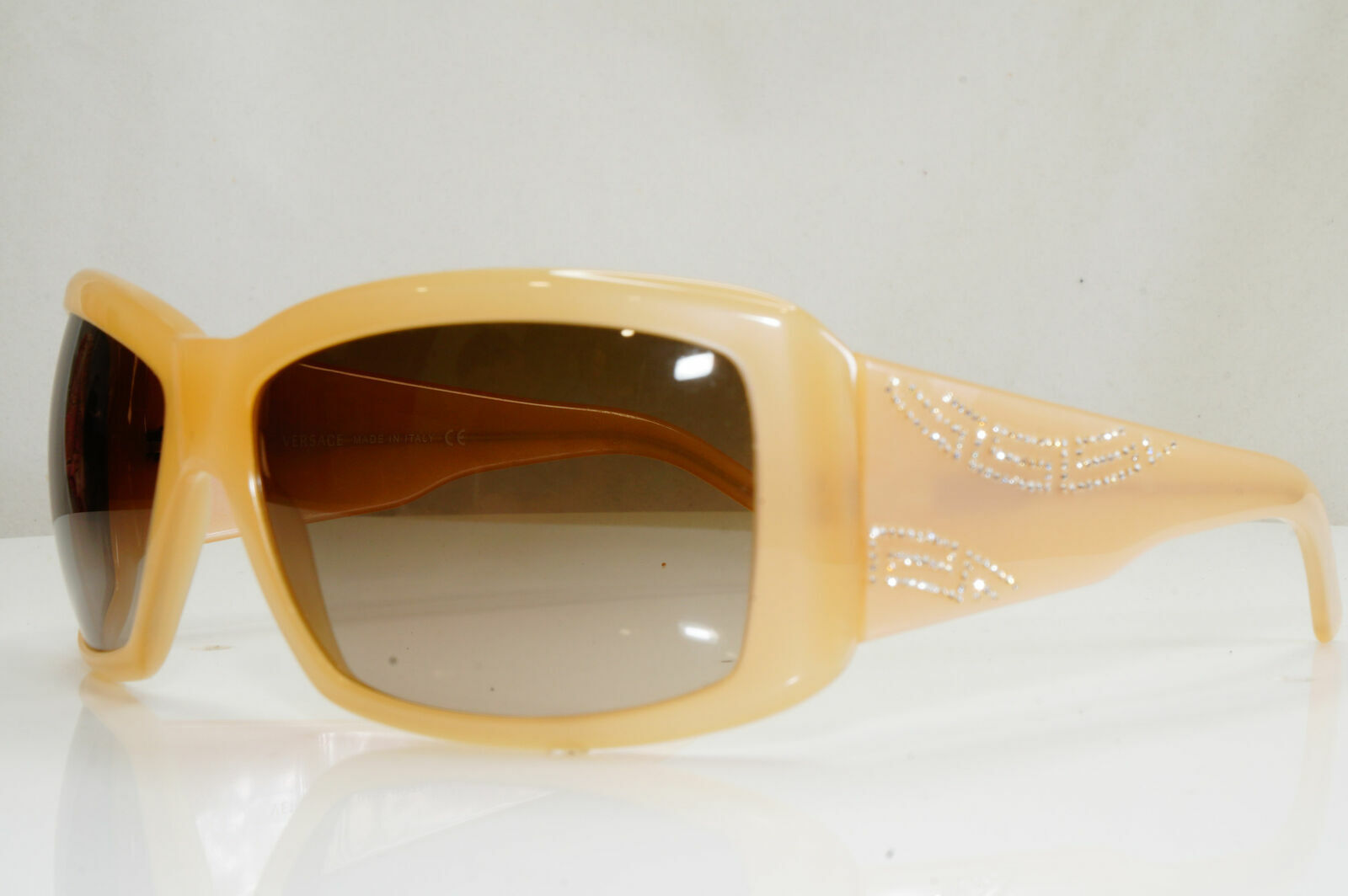 Versace Nude Beige Sunglasses Diamante Square Womens Brown 4130 329/13 28507