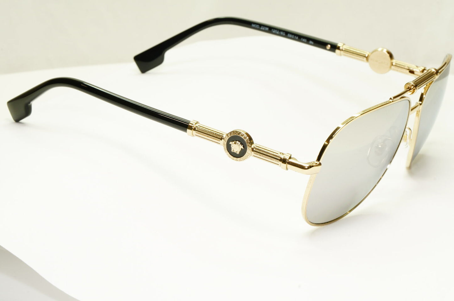 Versace Silver Gold Medusa Sunglasses Mirror Pilot Mens MOD VE 2236 1252/6G