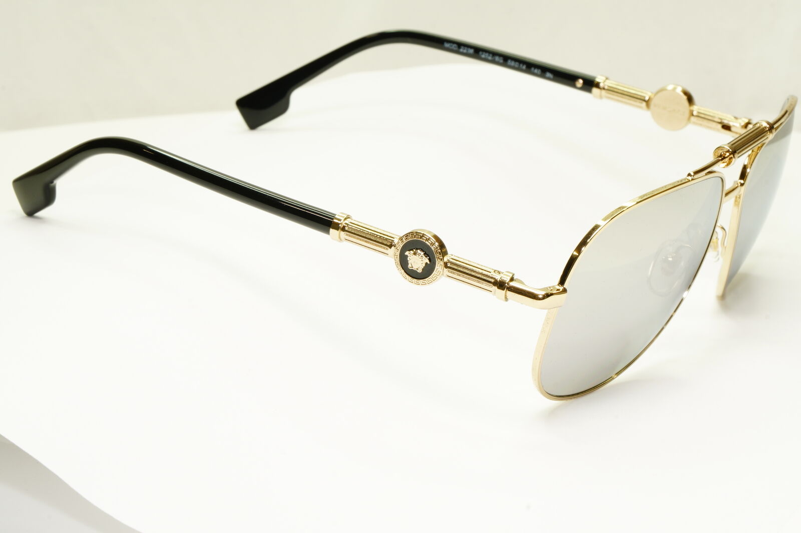Versace Silver Gold Medusa Sunglasses Mirror Pilot Mens MOD VE 2236 1252/6G