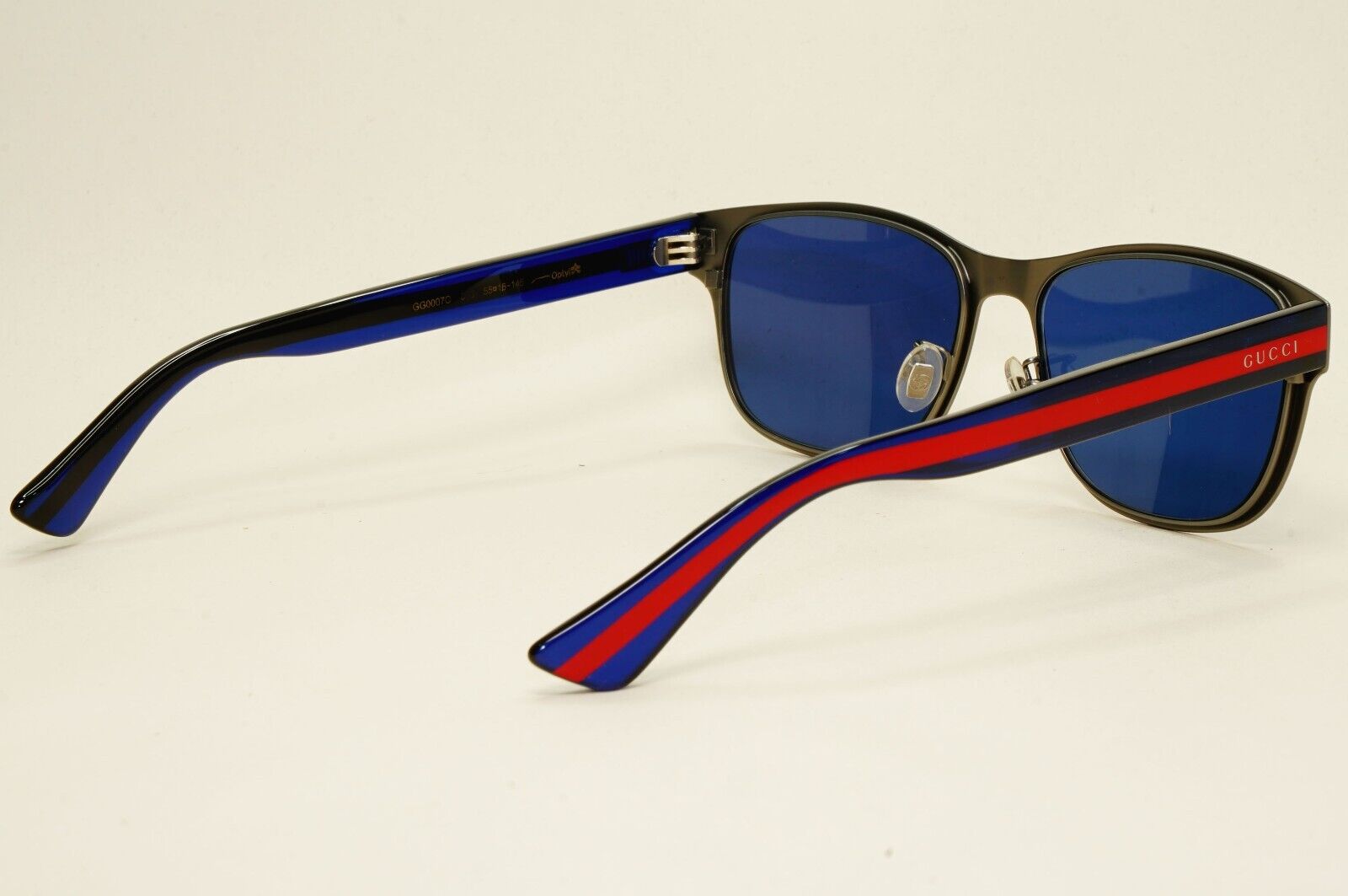 Gucci Sunglasses 2017 Blue Grey Gunmetal Square GG 0007O 003 55mm 131024