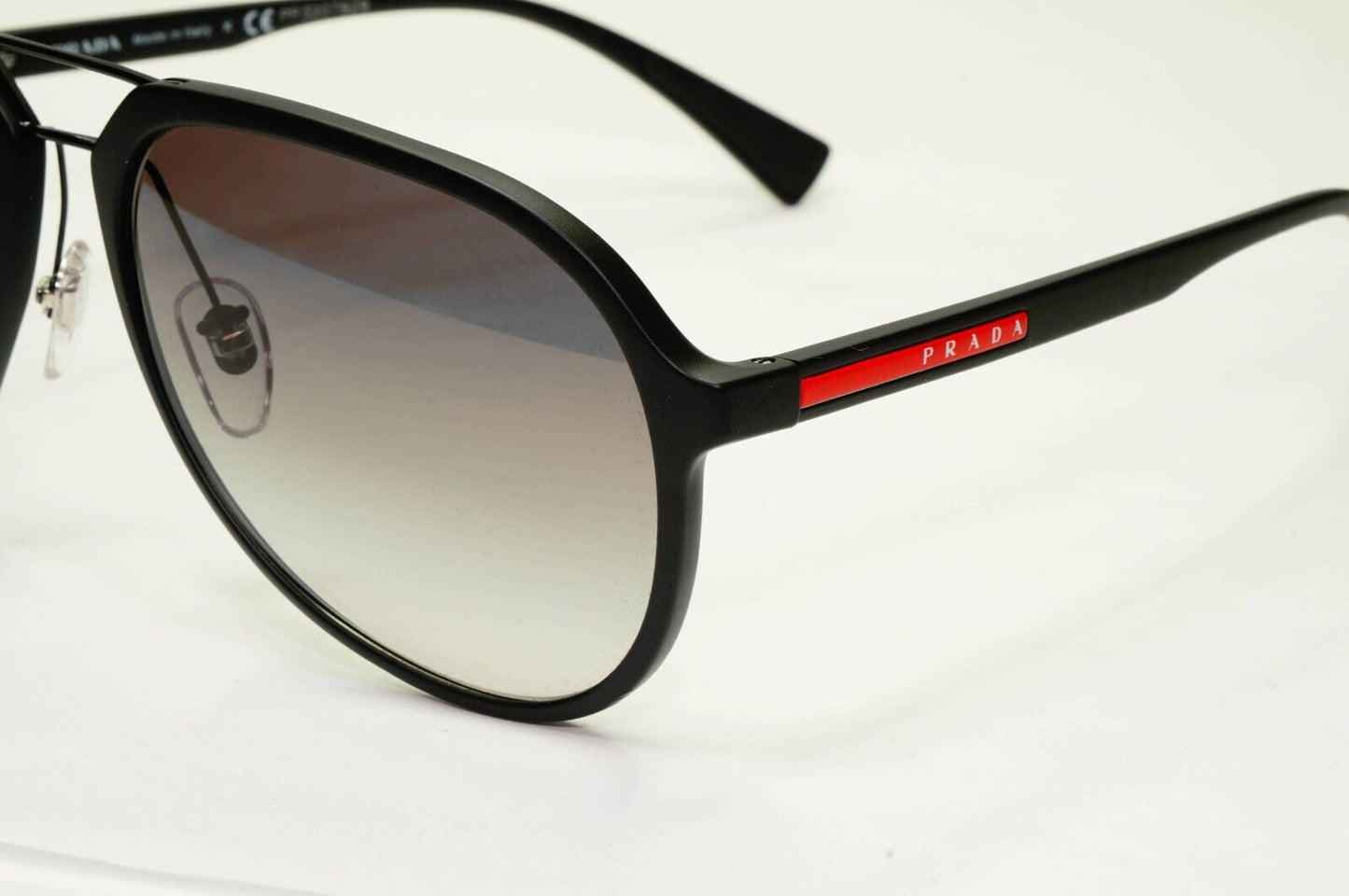 Prada Sunglasses Black Pilot Grey Gradient PS05RS SPS 05R DG0-0A7 58mm
