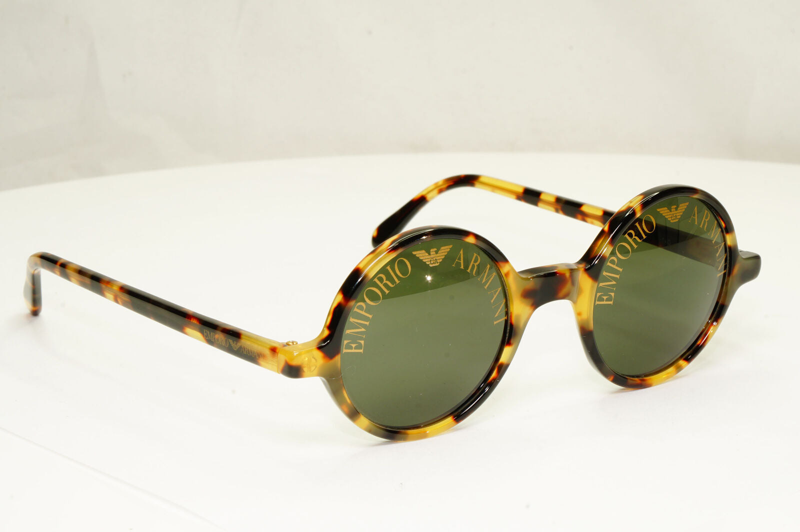 Emporio Armani 1997 Vintage Sunglasses Round Lens Logo Print Brown 523-S 053