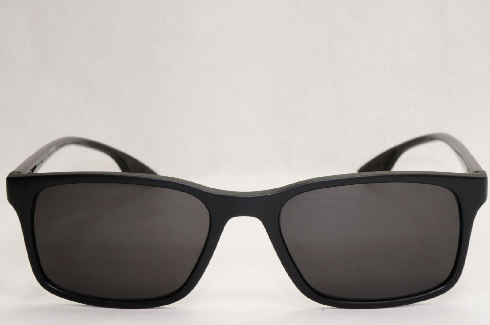 Prada Sunglasses Black Matte Square Red Stripe PS01LV VPS 01L 1BO-1O1 52mm