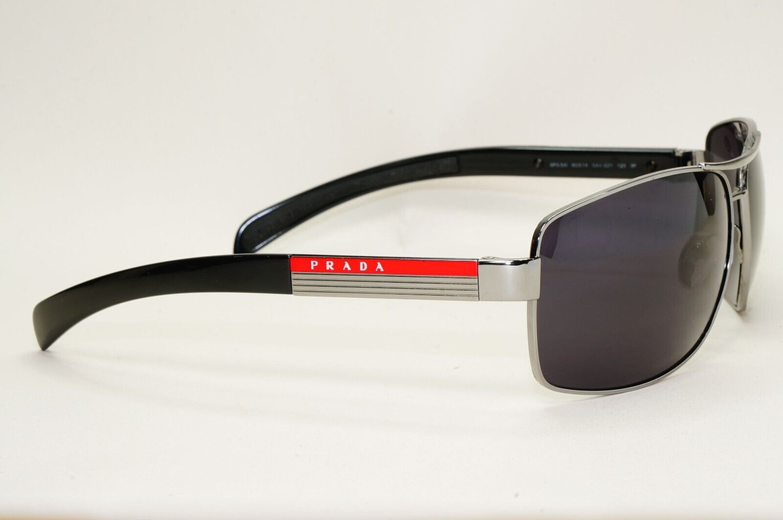 Prada Sunglasses Gunmetal Black Wrap Navigator PS54IS SPS 54I 5AV-5Z1 260724