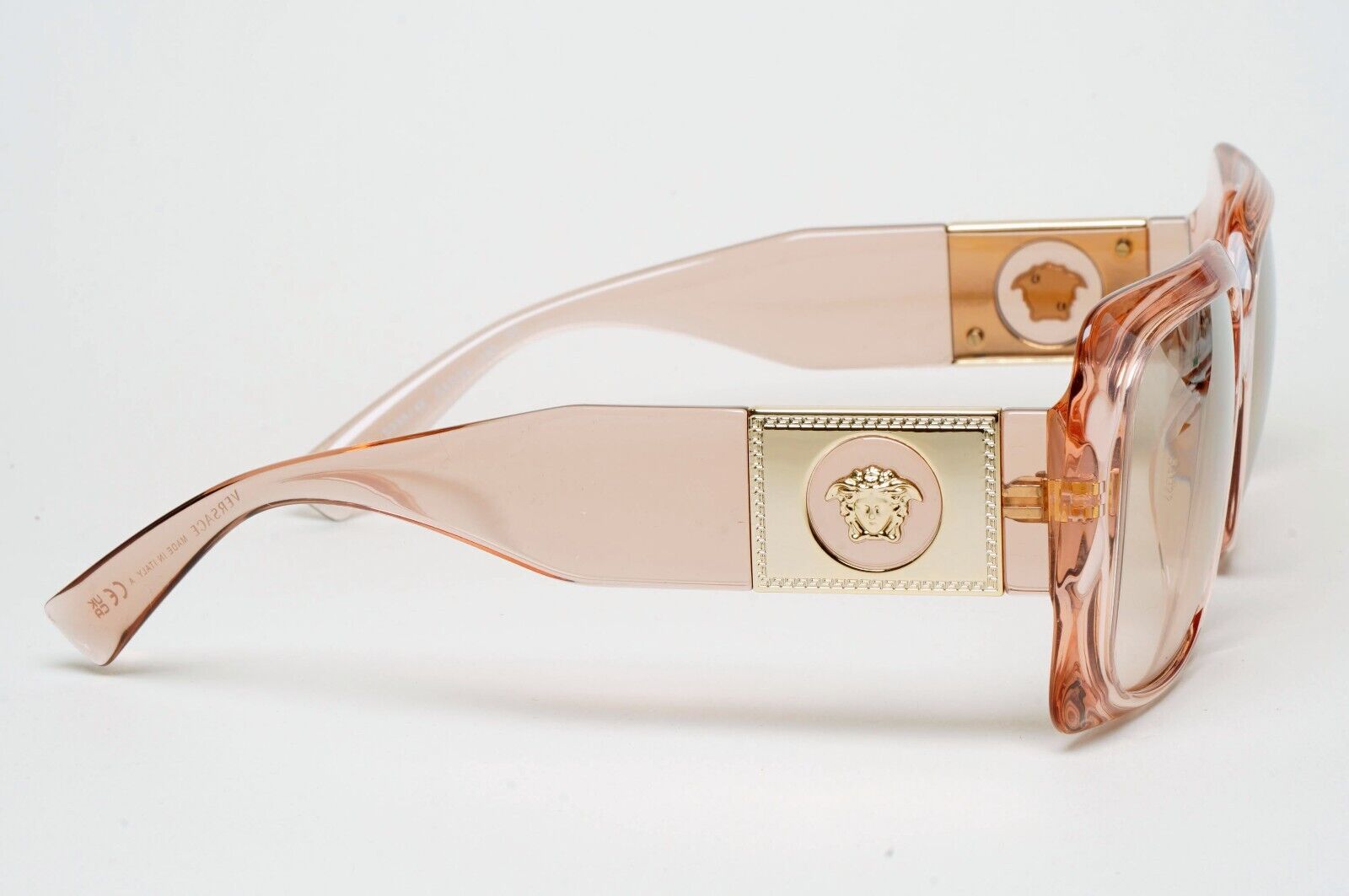 Versace Sunglasses Gold Transparent Pink Medusa Square MOD VE 4405 5339/4E 54mm