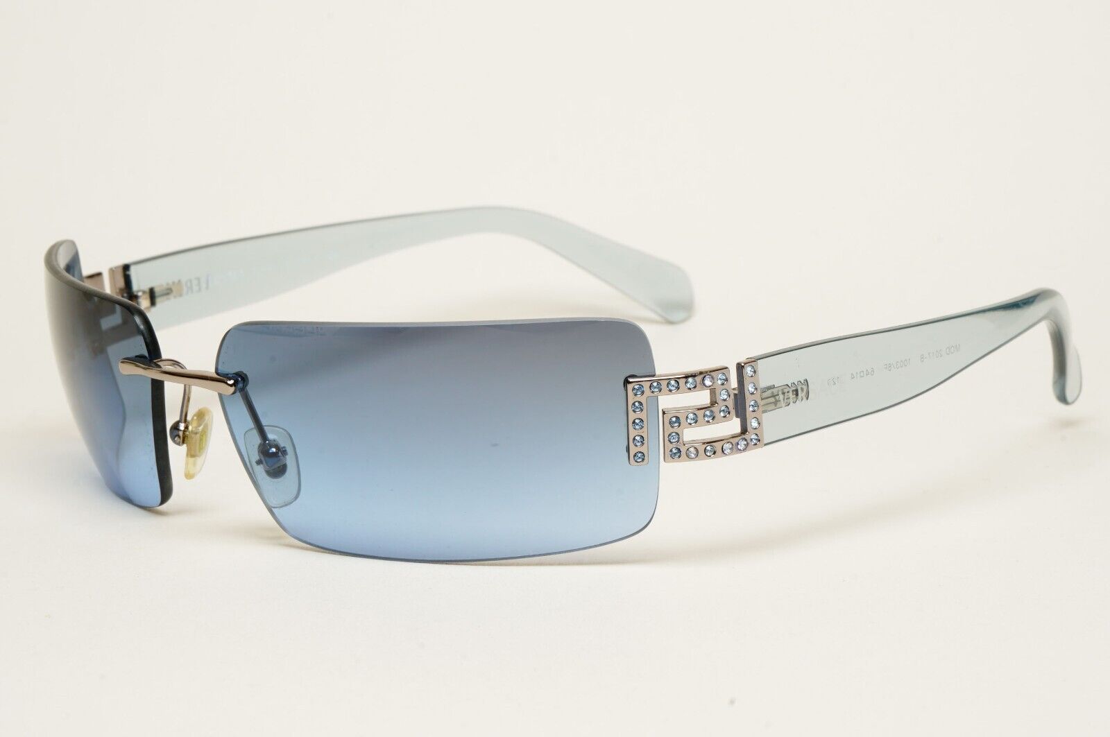 Versace Sunglasses 2004 Vintage Blue Rimless Diamante MOD 2017-B 1003/8F 170125