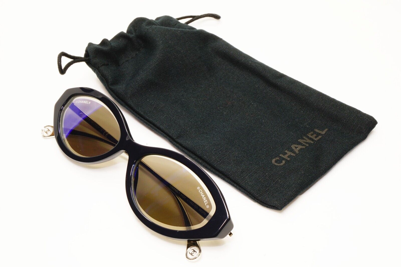 Chanel 2020 Sunglasses Dark Blue Mirror Silver Slim Rectangle 5424 c.1462/ED [A]