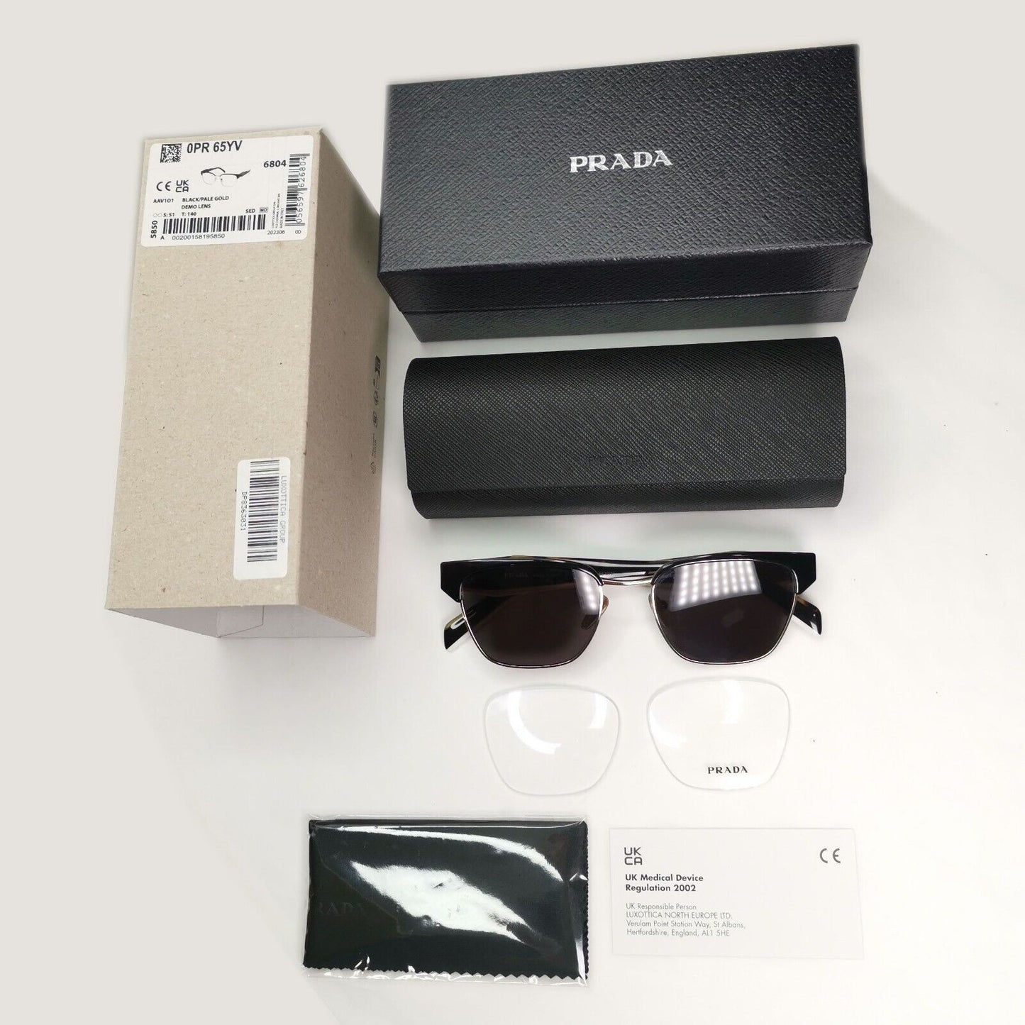 Prada Sunglasses Black Gold Tortoise Brown Milano PR65YV VPR 65Y AAV-1O1 51mm