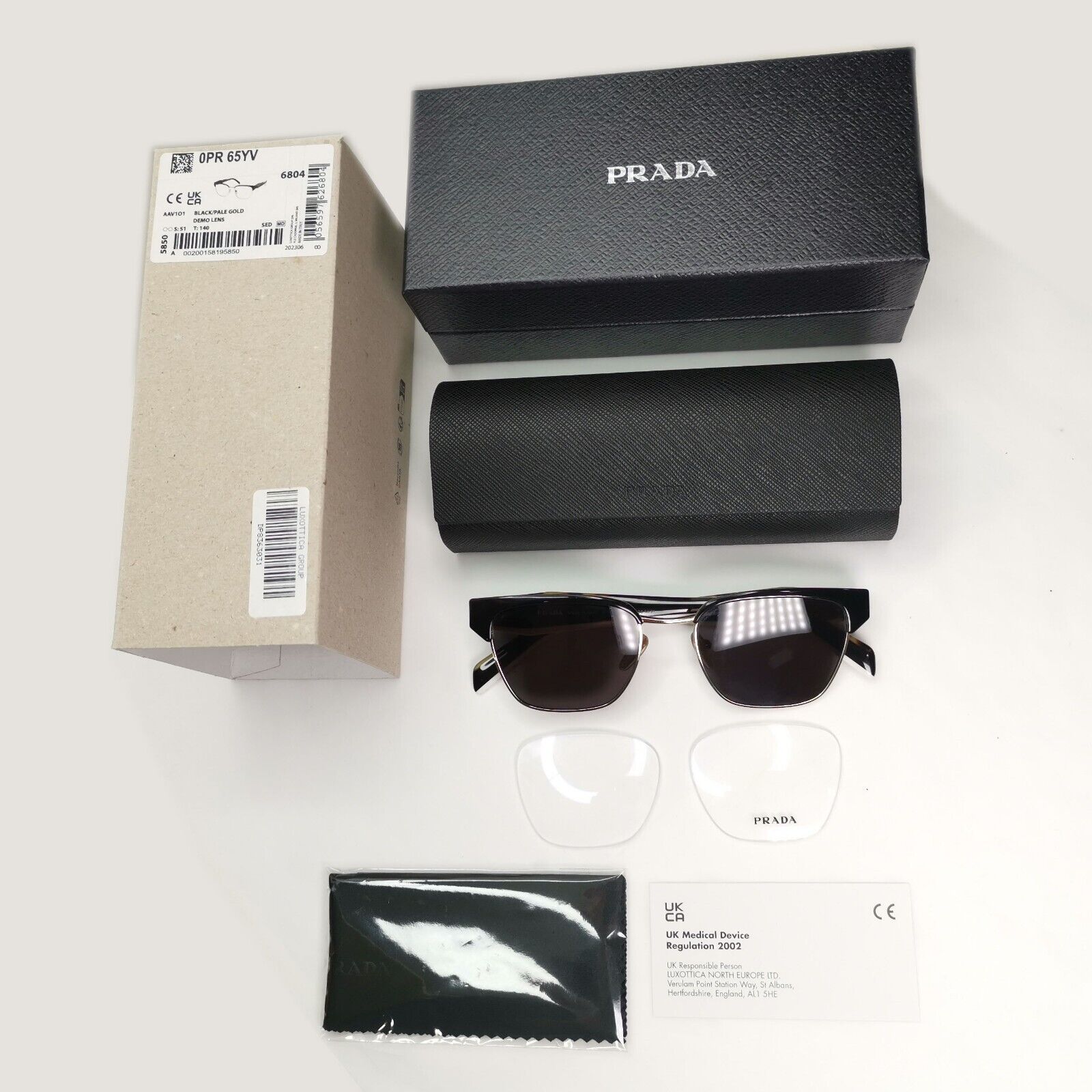 Prada Sunglasses Black Gold Tortoise Brown Milano PR65YV VPR 65Y AAV-1O1 51mm