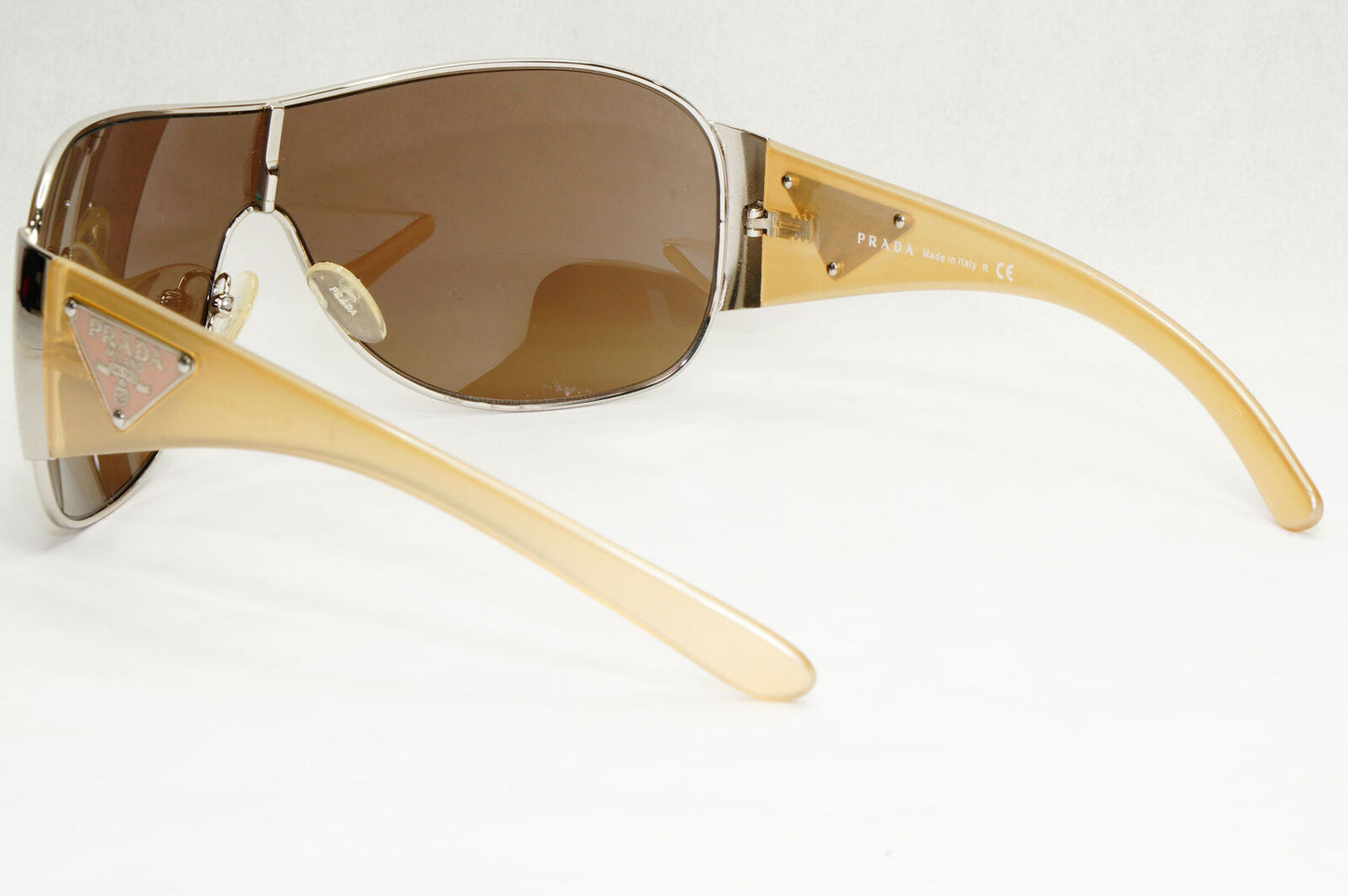 Prada Sunglasses 2010 Triangle Shield Silver Brown PR57LS SPR 57L 1BC-8C1 191223
