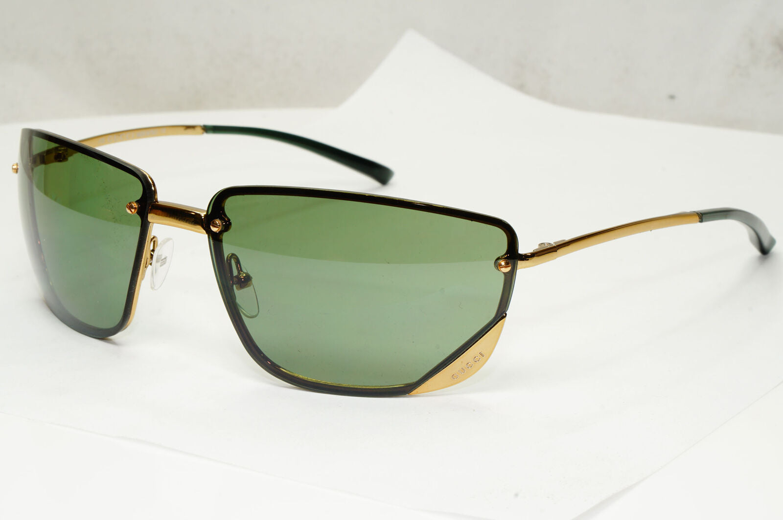 Gucci Sunglasses 1998 Vintage Wrap Gold Green Retro GG 1692/S 577IA 280323