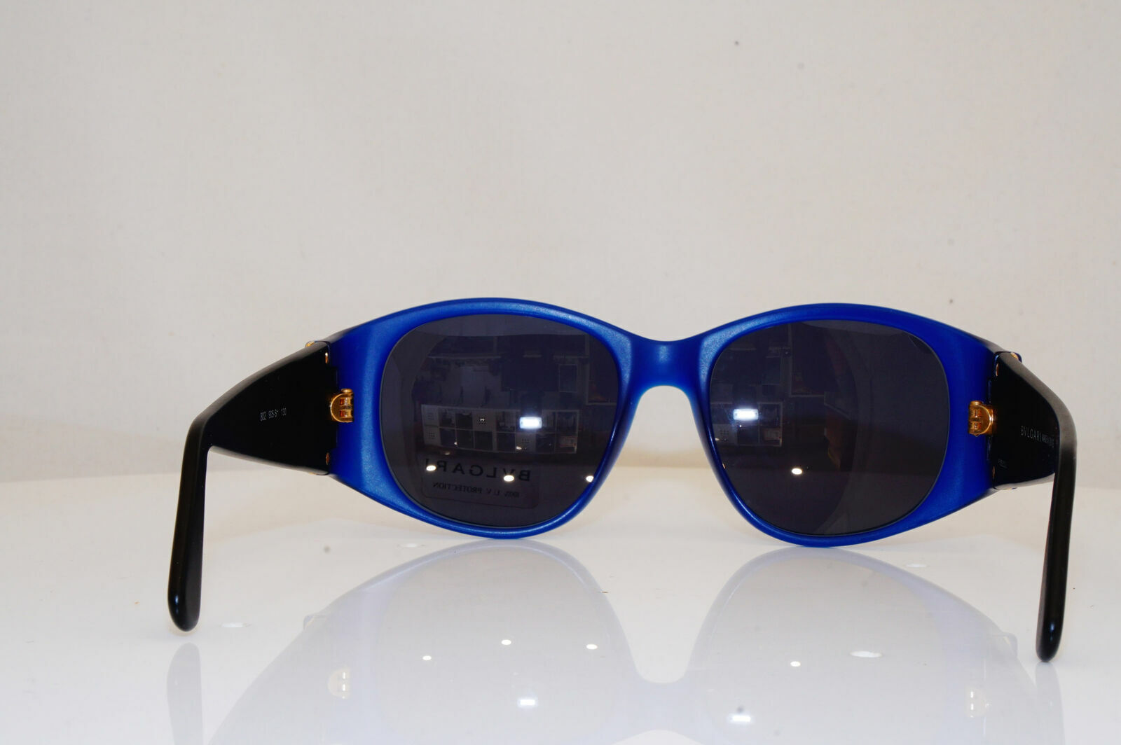 Authentic BVLGARI Mens Womens Vintage Sunglasses Blue Square GOLD 802 905 26247