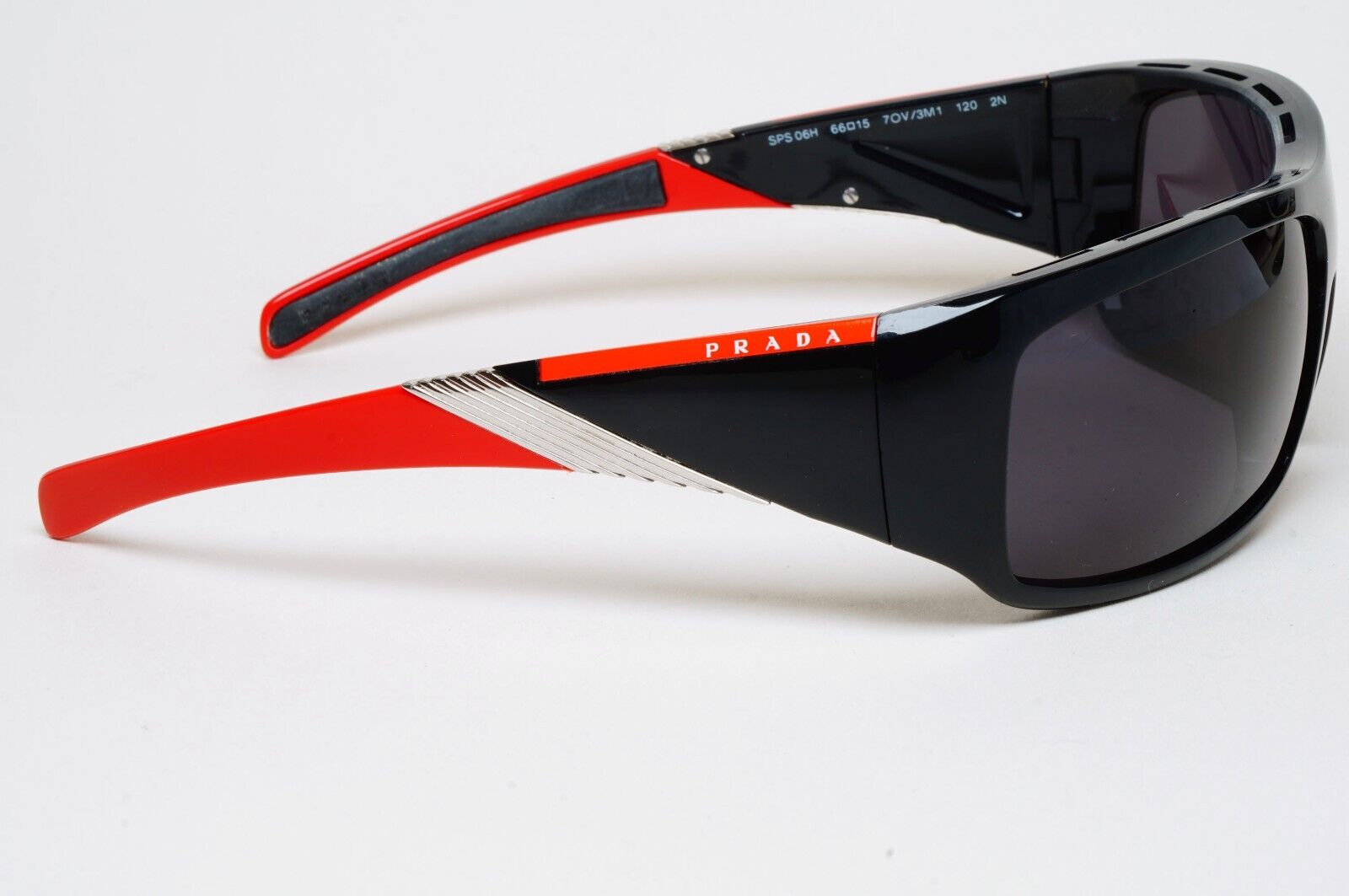 Prada Sunglasses 2006 Vintage Black Red Wrap Rossa PS06HS SPS 06H 7OV-3M1 070125