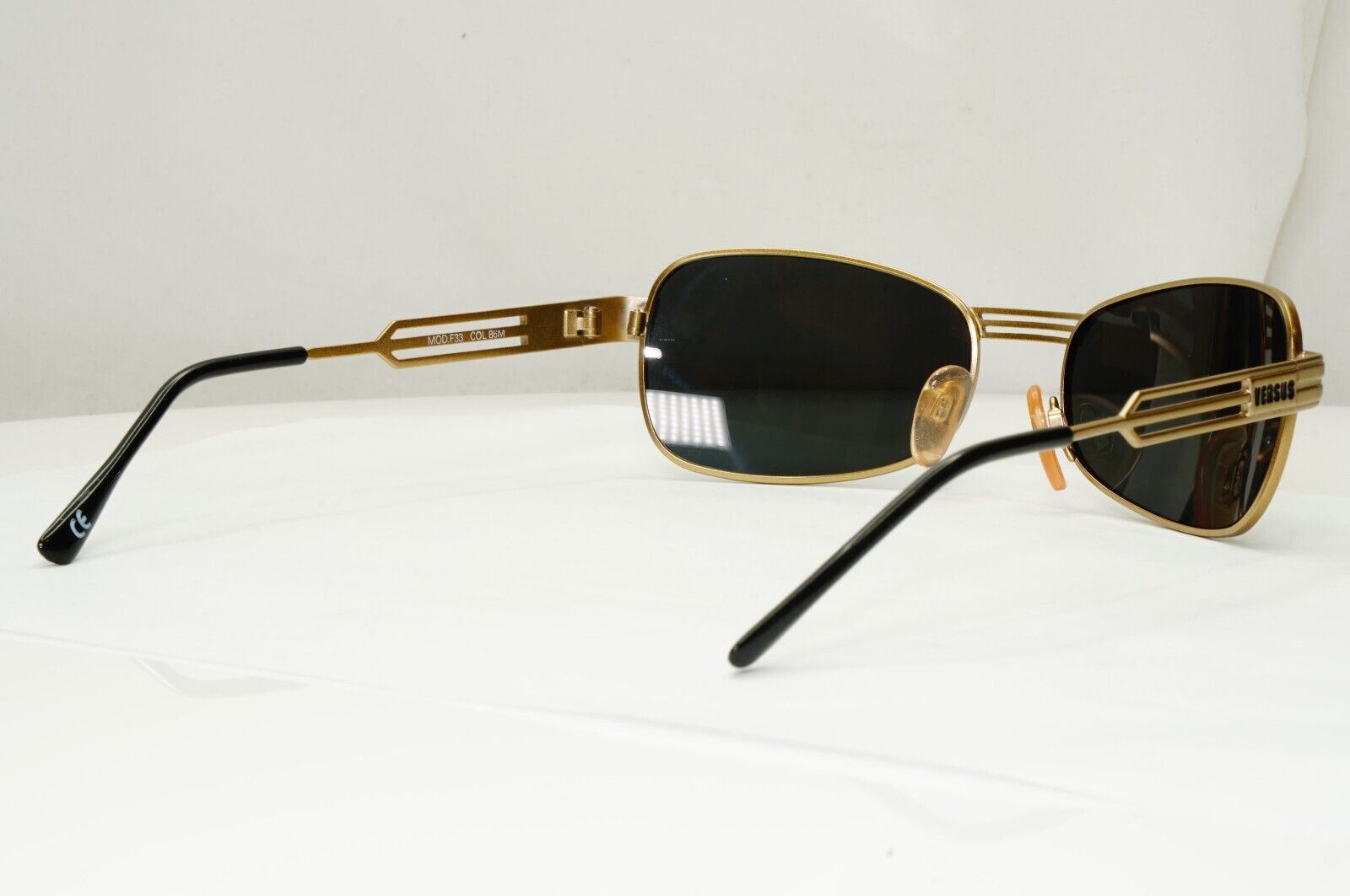 Versus 1996 by Gianni Versace Vintage Gold Black Sunglasses MOD F33 COL 86M