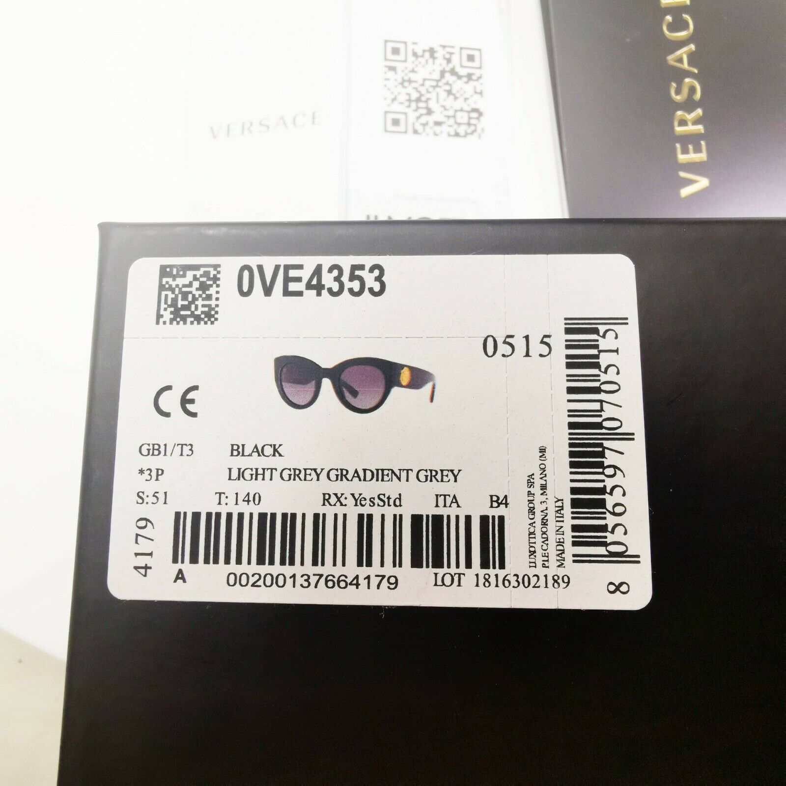 Versace Gold Medusa Polarized Black Sunglasses Womens Tribute 1996 4353 GB1/T3